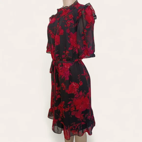 Chetta B Black and Red Floral Midi Dress - Picture 2 of 7